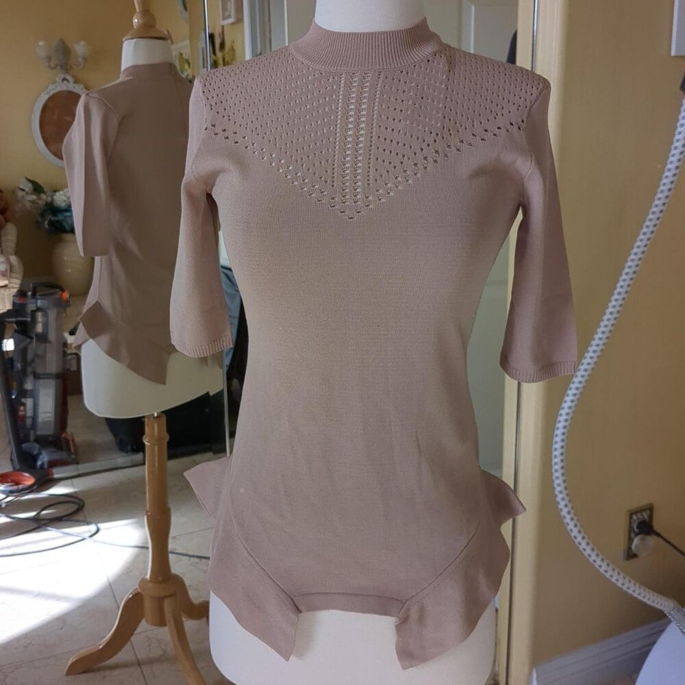 Bodycon knot turtle blouse blush pink